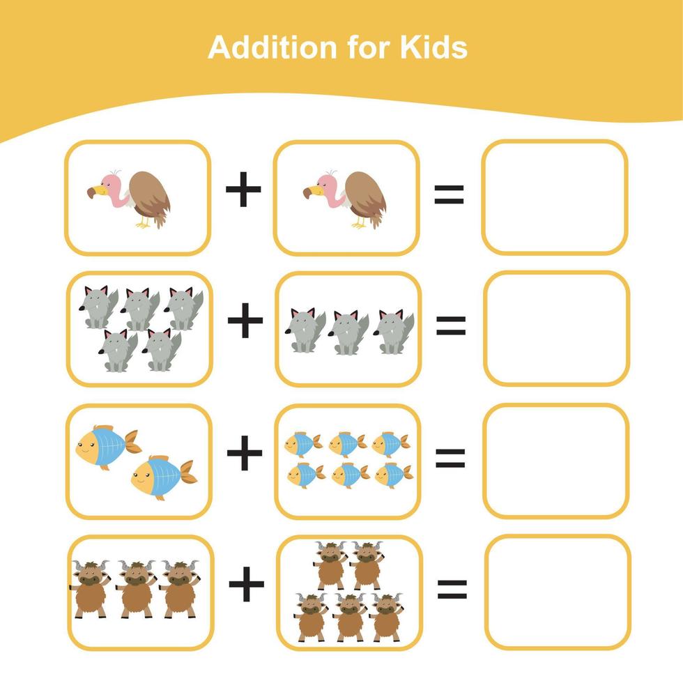 Mathematic sheet for children. Educational printable math worksheet. Count and write activity. Vector file.