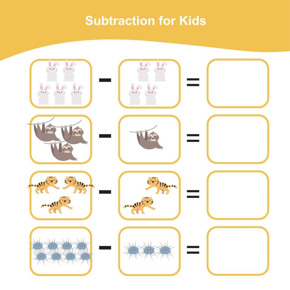 Mathematic sheet for children. Educational printable math worksheet. Count and write activity. Vector file.