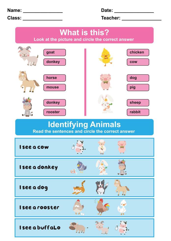 Finding and circle the correct answer. Activity sheet for preschool kids. Educational printable sheet for learning about animals. Vector illustration.