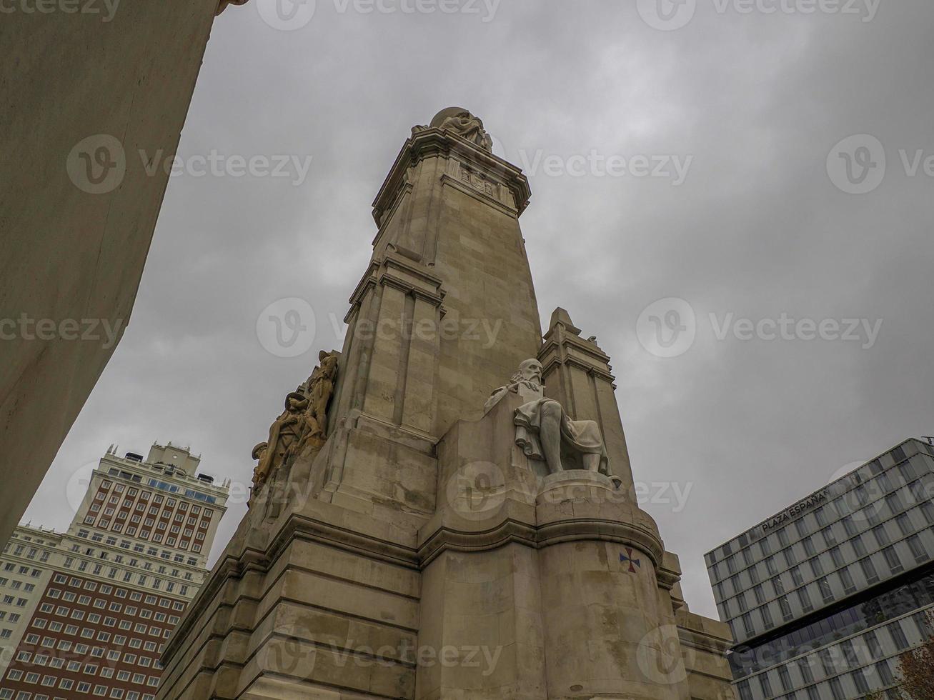 MAdrid spain place placa de espana monument Miguel de Cervantes photo