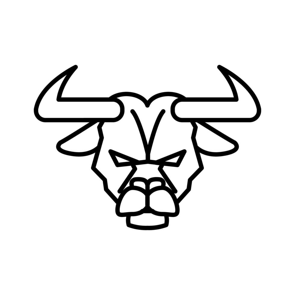 Angry bull head lineart mascot logo vector