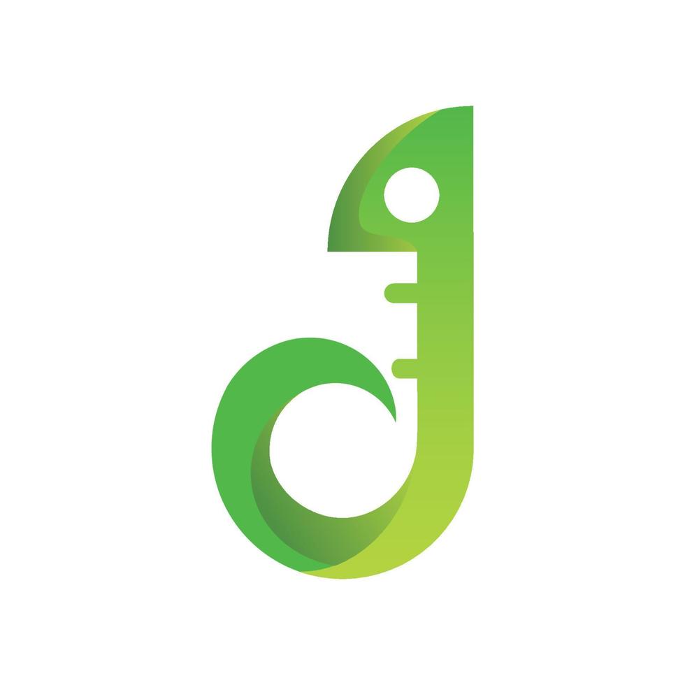 Letter j or letter d logo with green concept vector