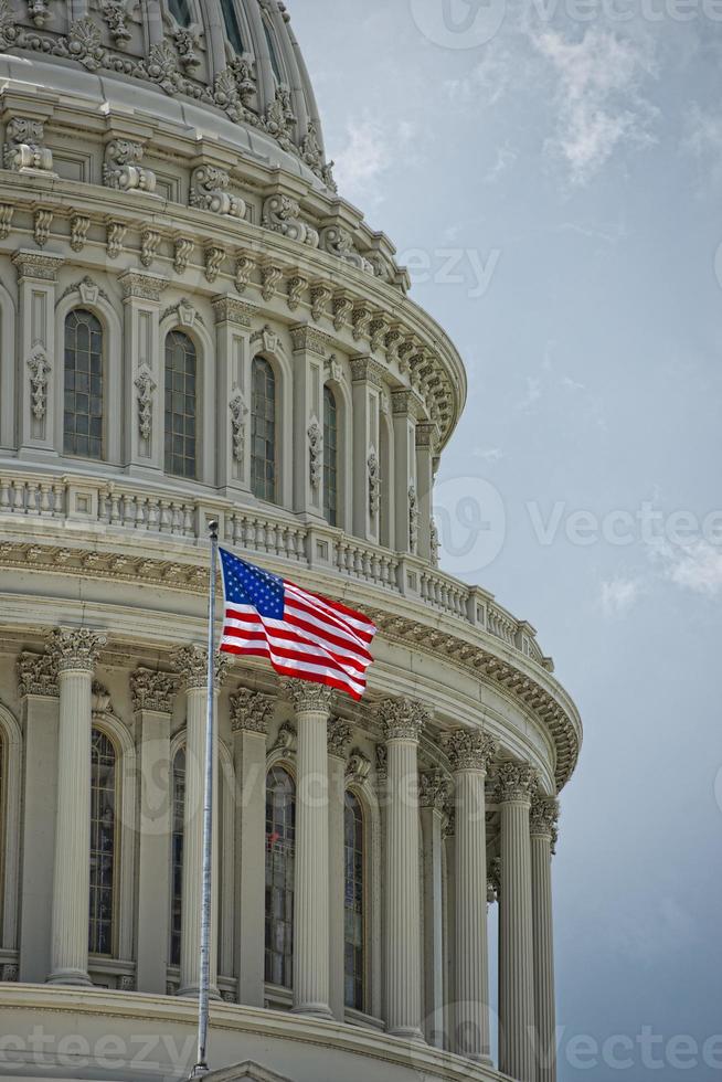 Washington DC Capitol detail on cloudy sky photo