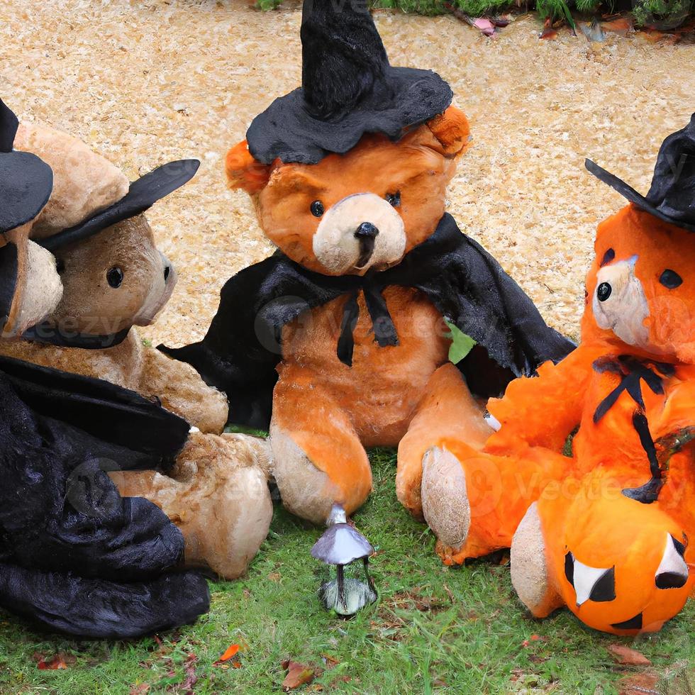 teddy bears celebrating halloween artwork photo