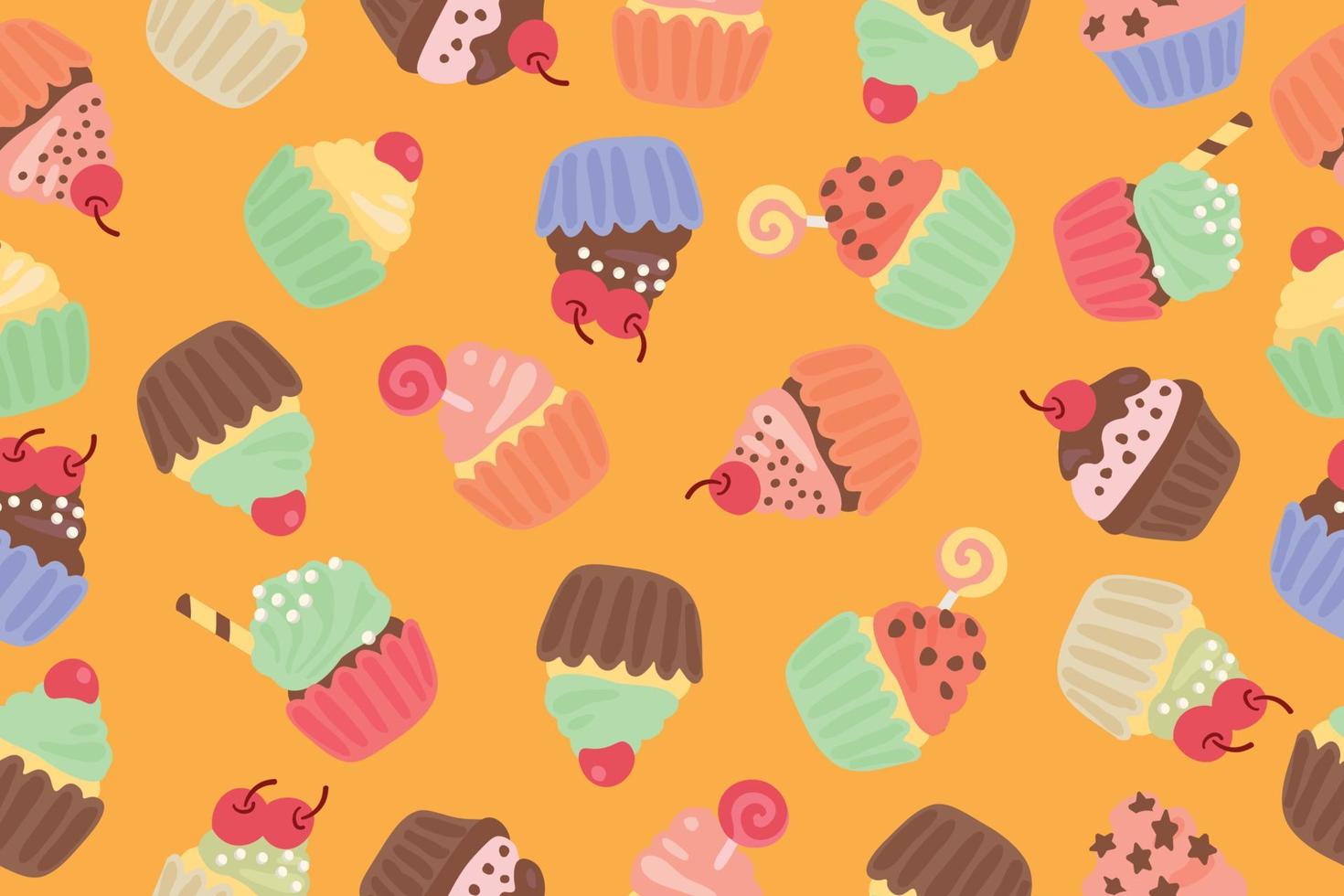 fondo de deliciosos cupcakes. diseño de ilustración de vector de postre.