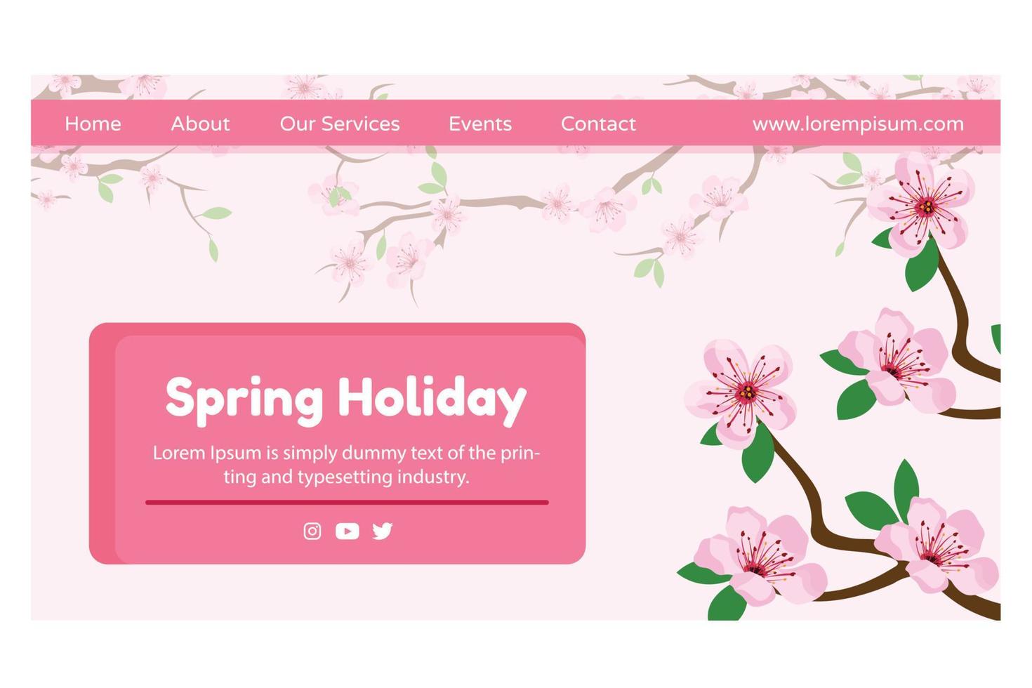 hola diseño de vector de página de destino de primavera