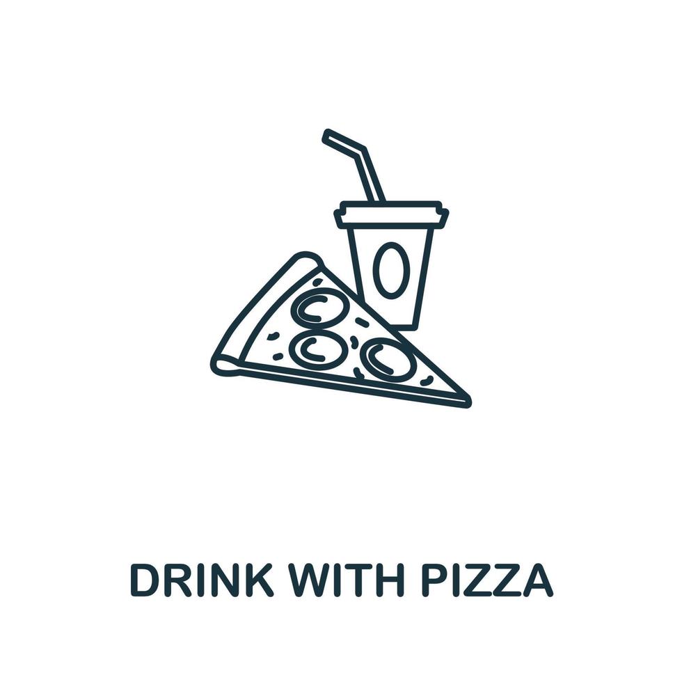 Drink With Pizza icon from fastfood collection. Simple line element Drink With Pizza symbol for templates, web design and infographics vector