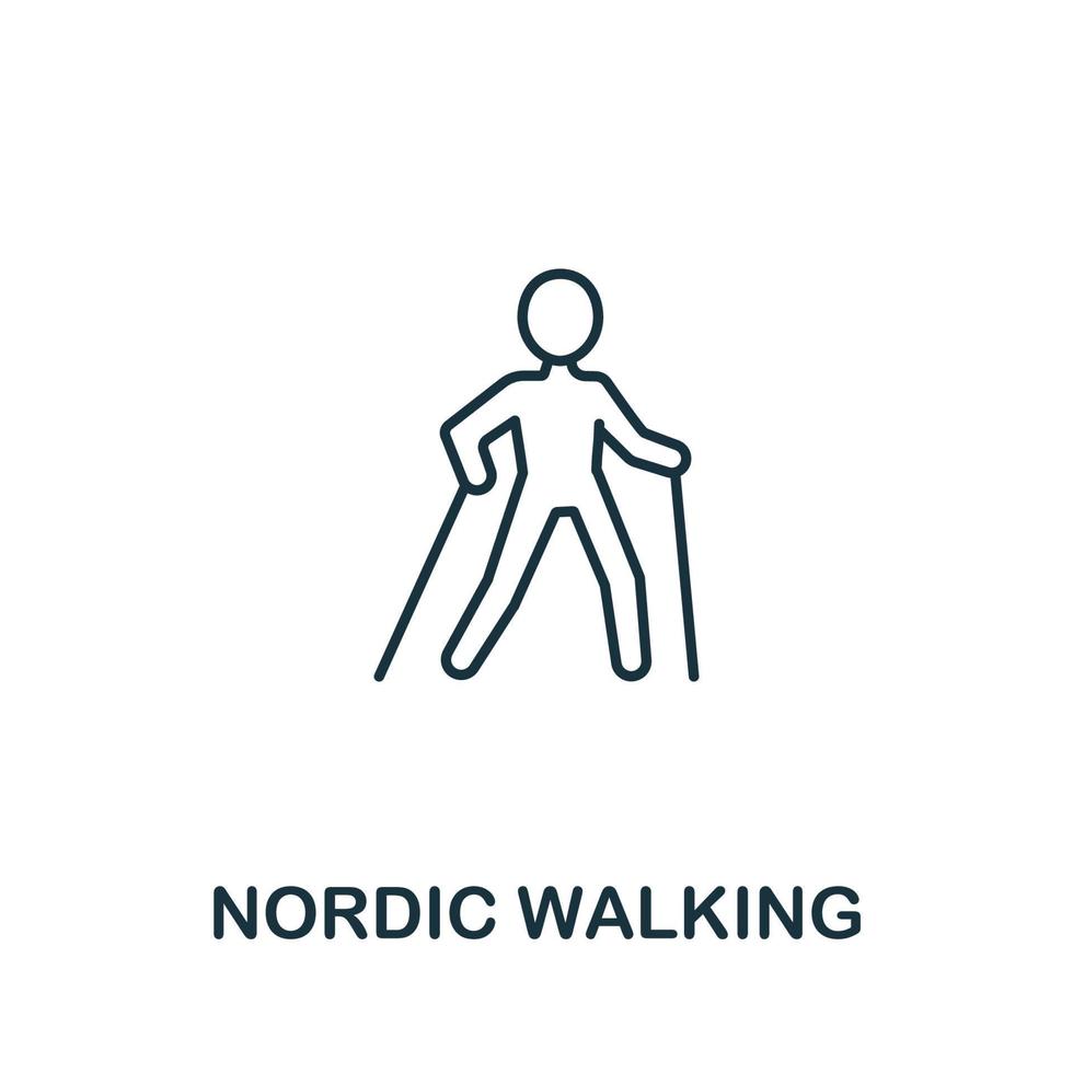 Nordic Walking icon from elderly care collection. Simple line element Nordic Walking symbol for templates, web design and infographics vector