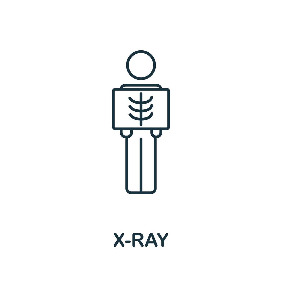 icono de rayos X de la colección de verificación de salud. icono de rayos X de línea simple para plantillas, diseño web e infografía vector