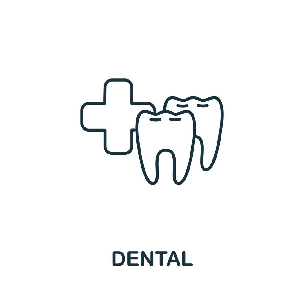 icono dental de la colección de cheques de salud. icono dental de línea simple para plantillas, diseño web e infografía vector