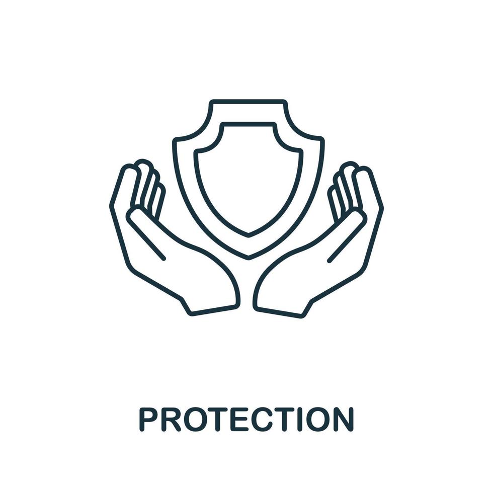 icono de protección de la colección de seguros. icono de protección de línea simple para plantillas, diseño web e infografía vector
