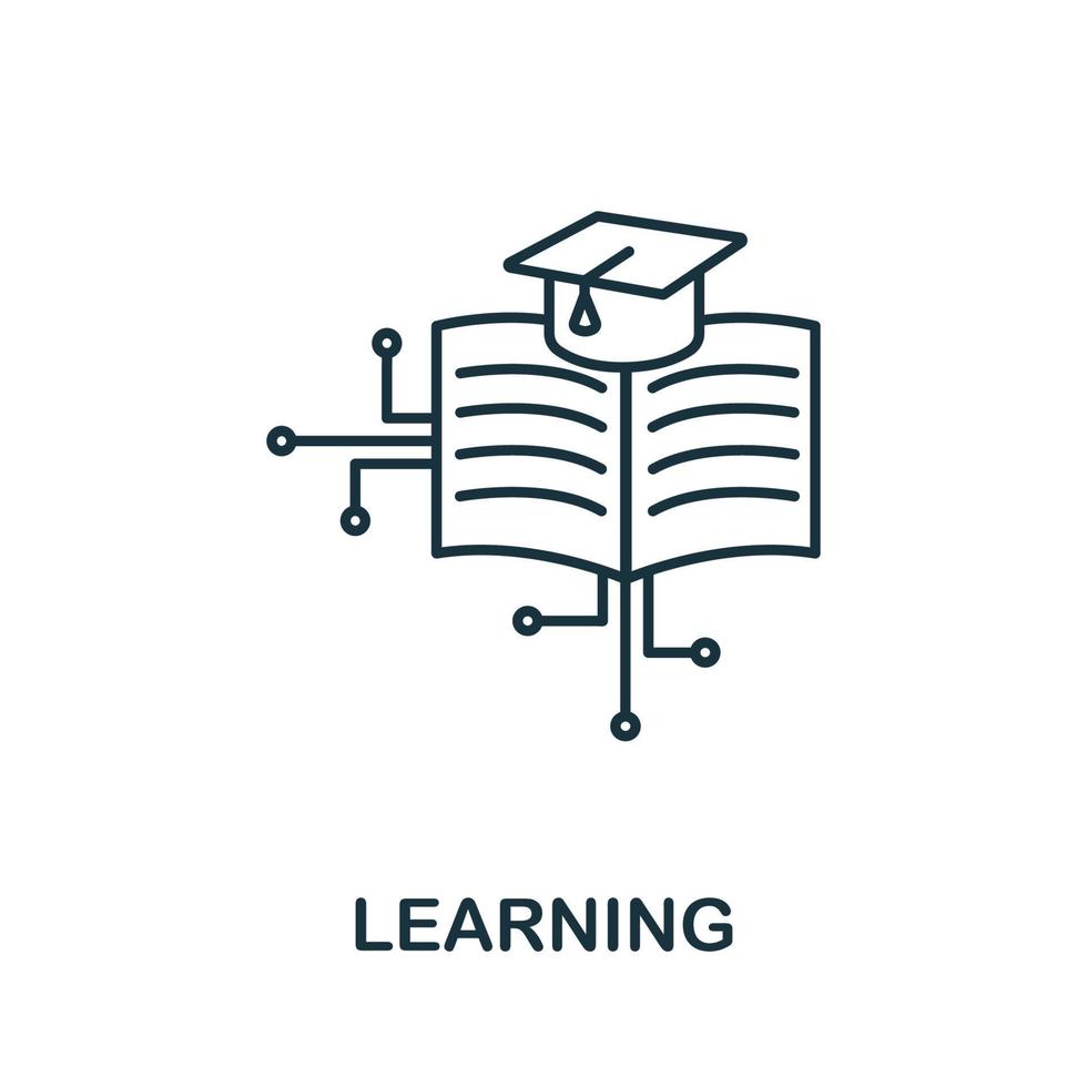 Learning icon from machine learning collection. Simple line Learning icon for templates, web design and infographics vector