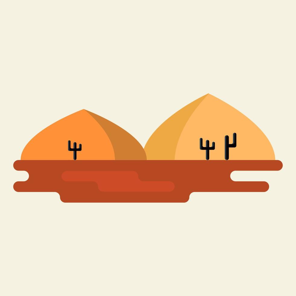 icono abstracto plano, pegatina, botón con desierto, sol, cactus. vector