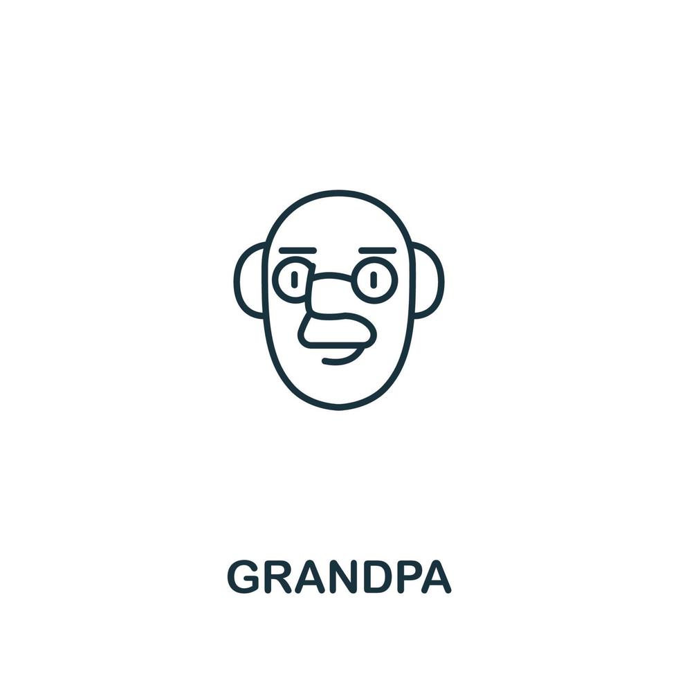 icono de abuelo de la colección de cuidado de ancianos. símbolo de abuelo de elemento de línea simple para plantillas, diseño web e infografía vector