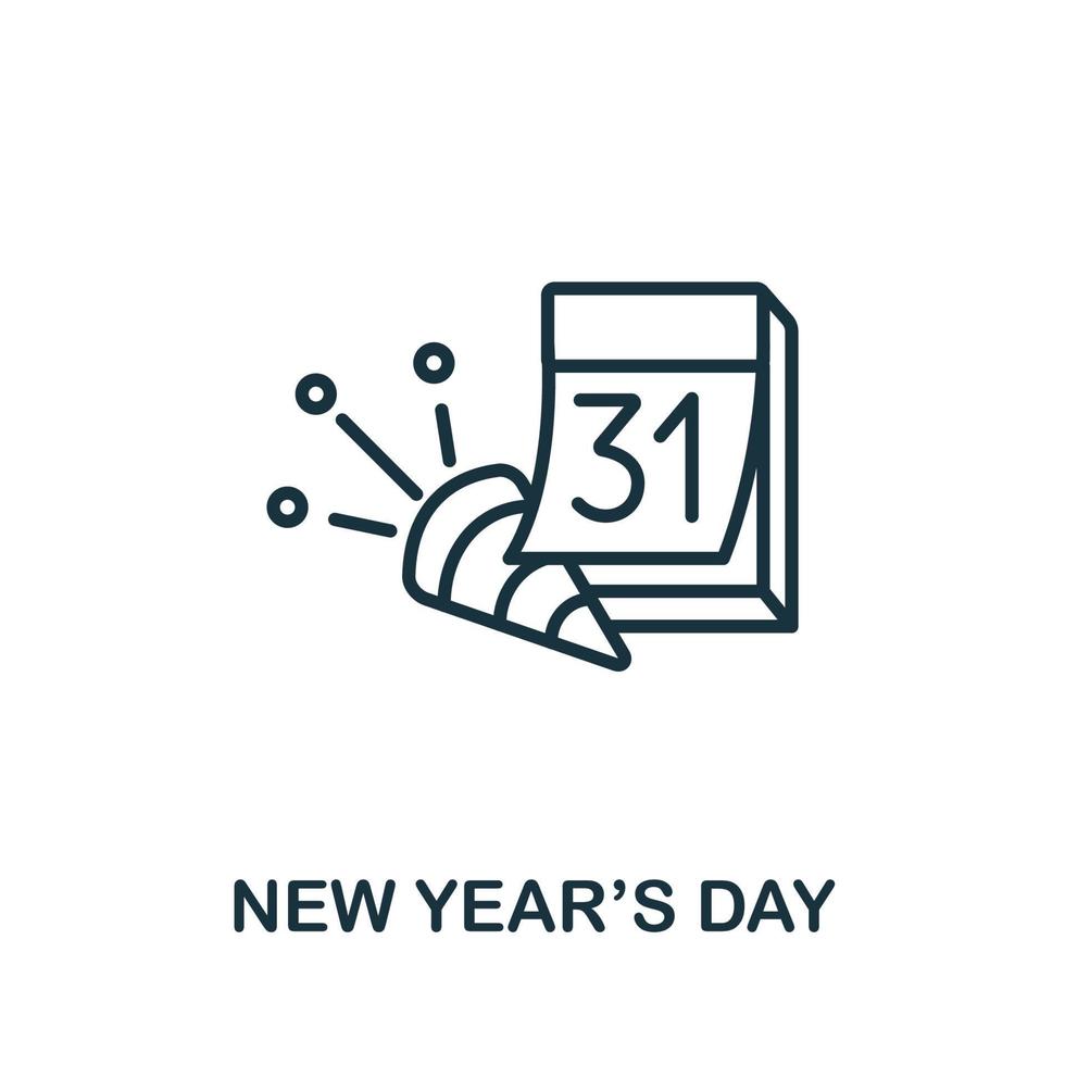 icono del día de año nuevo de la colección de vacaciones. icono de línea simple del día de año nuevo para plantillas, diseño web e infografía vector