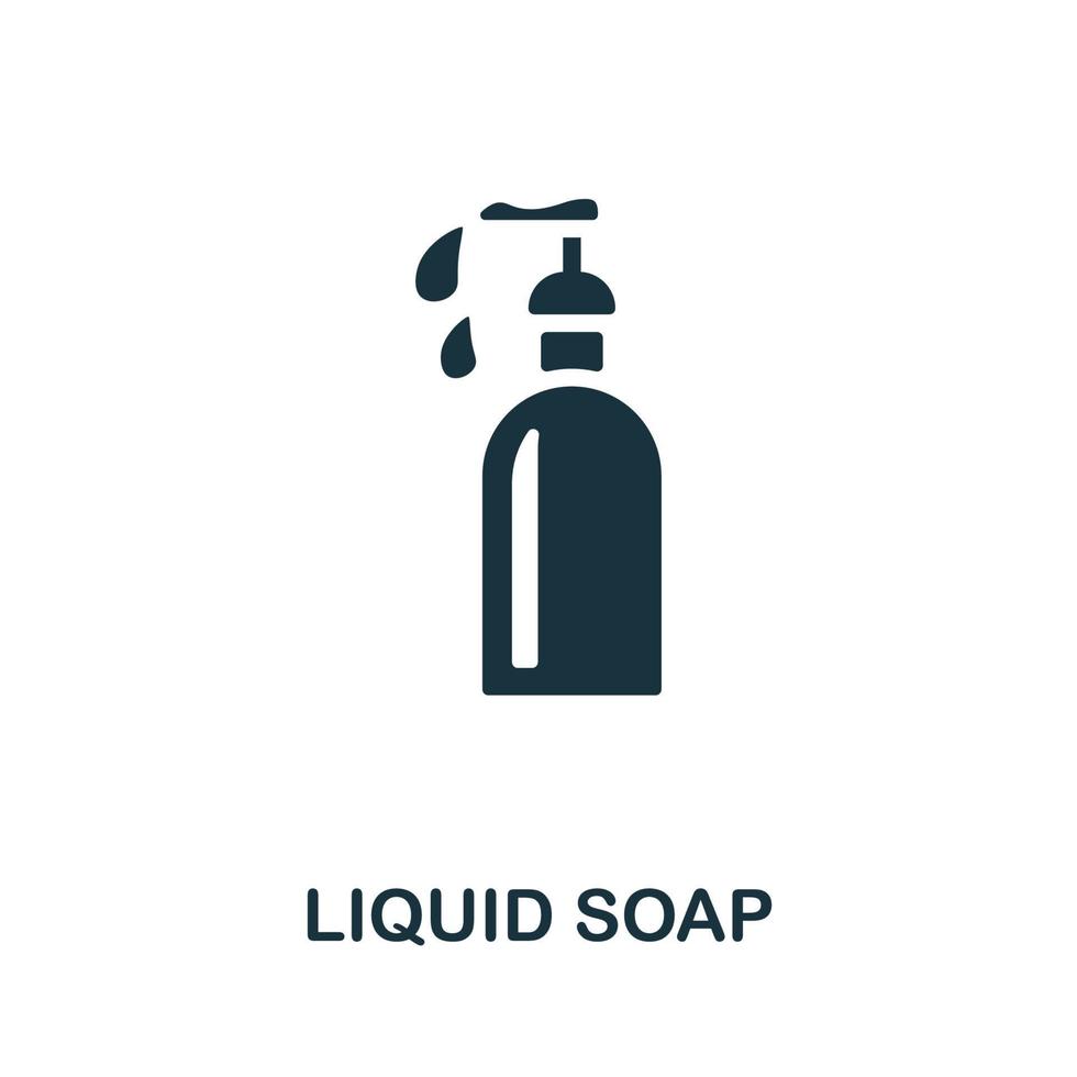 icono de jabón líquido. elemento simple monocromático de la colección de limpieza. ícono creativo de jabón líquido para diseño web, plantillas, infografías y más vector
