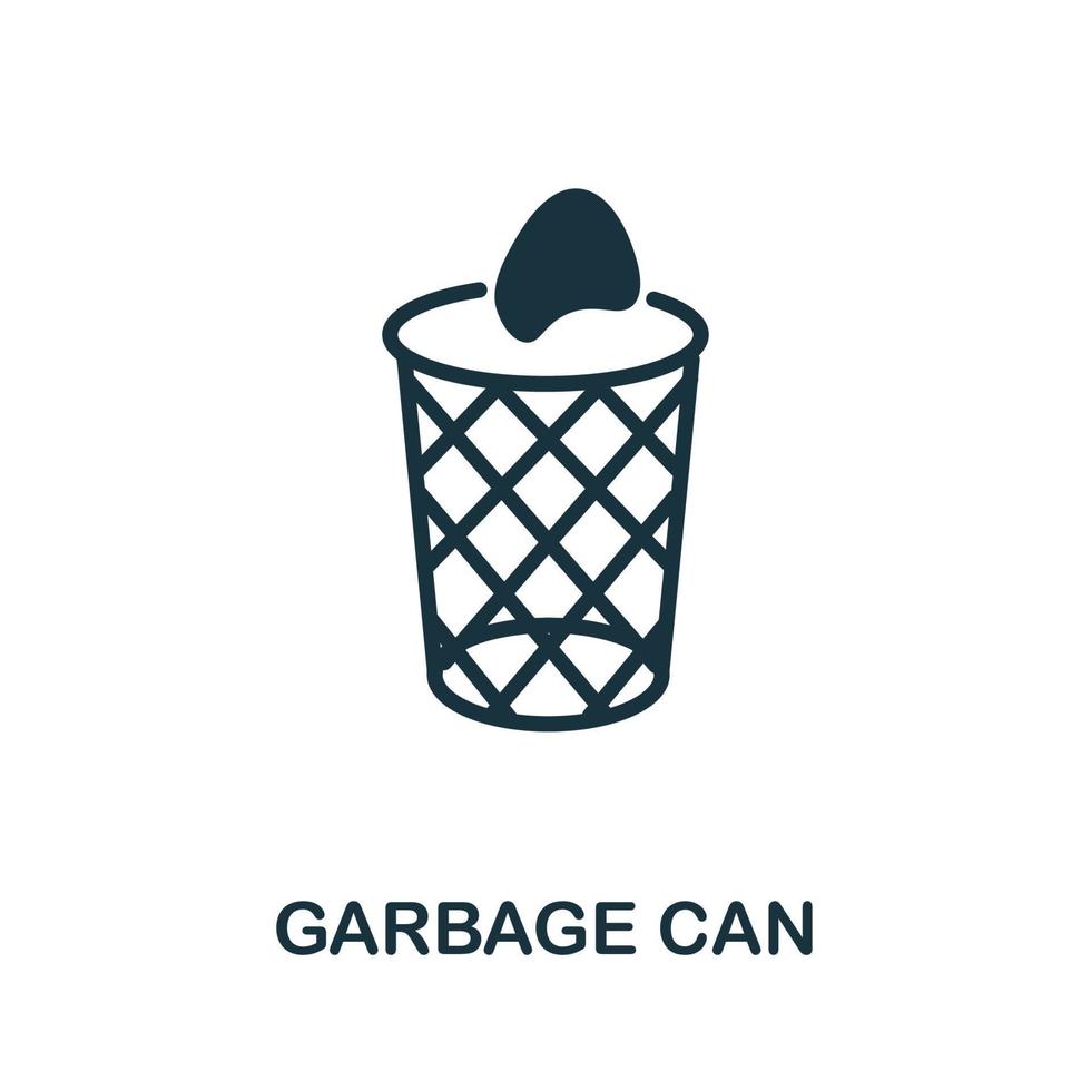Garbage Can icon. Monochrome simple element from housekeeping collection. Creative Garbage Can icon for web design, templates, infographics and more vector