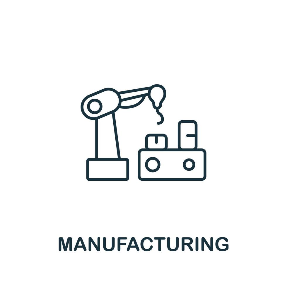 icono de fabricación de la colección Industry 4.0. símbolo de fabricación de elementos de línea simple para plantillas, diseño web e infografía vector