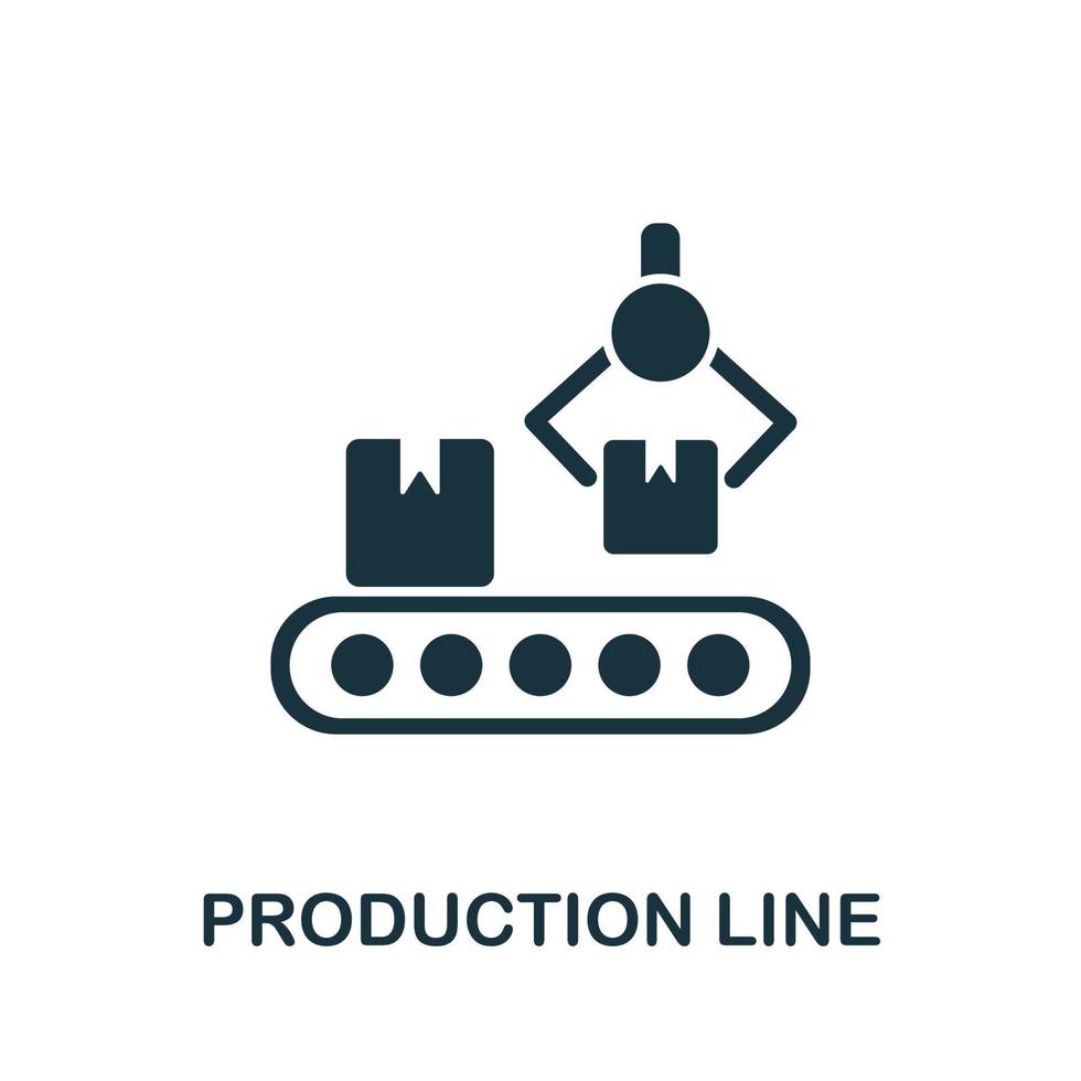 icono de la línea de producción de la colección industrial. icono de línea de producción de línea simple para plantillas, diseño web e infografía vector