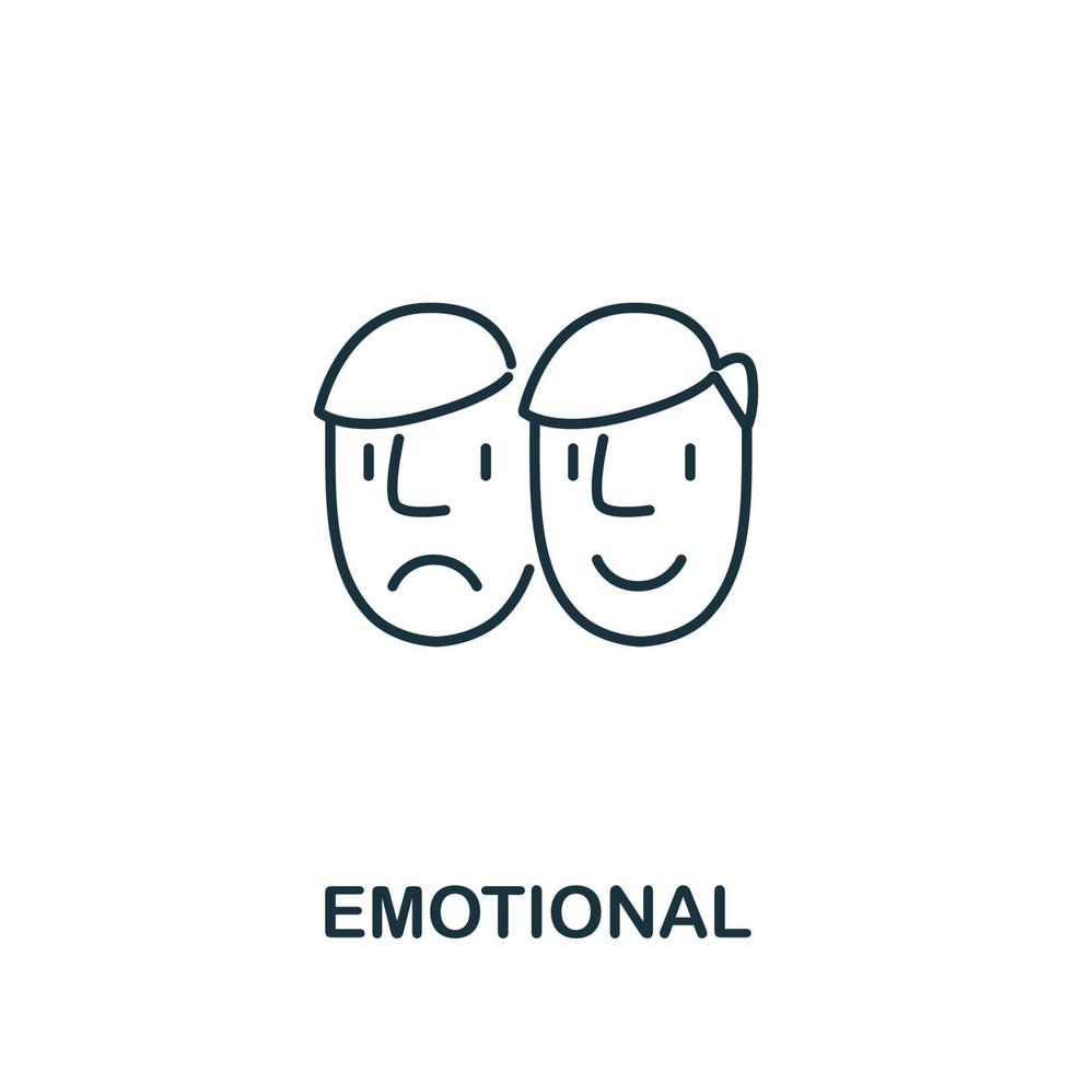 Emotional icon from life skills collection. Simple line Emotional icon for templates, web design and infographics vector