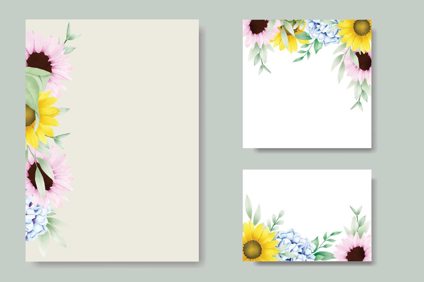 plantilla de tarjeta de boda hermosa hortensia floral vector