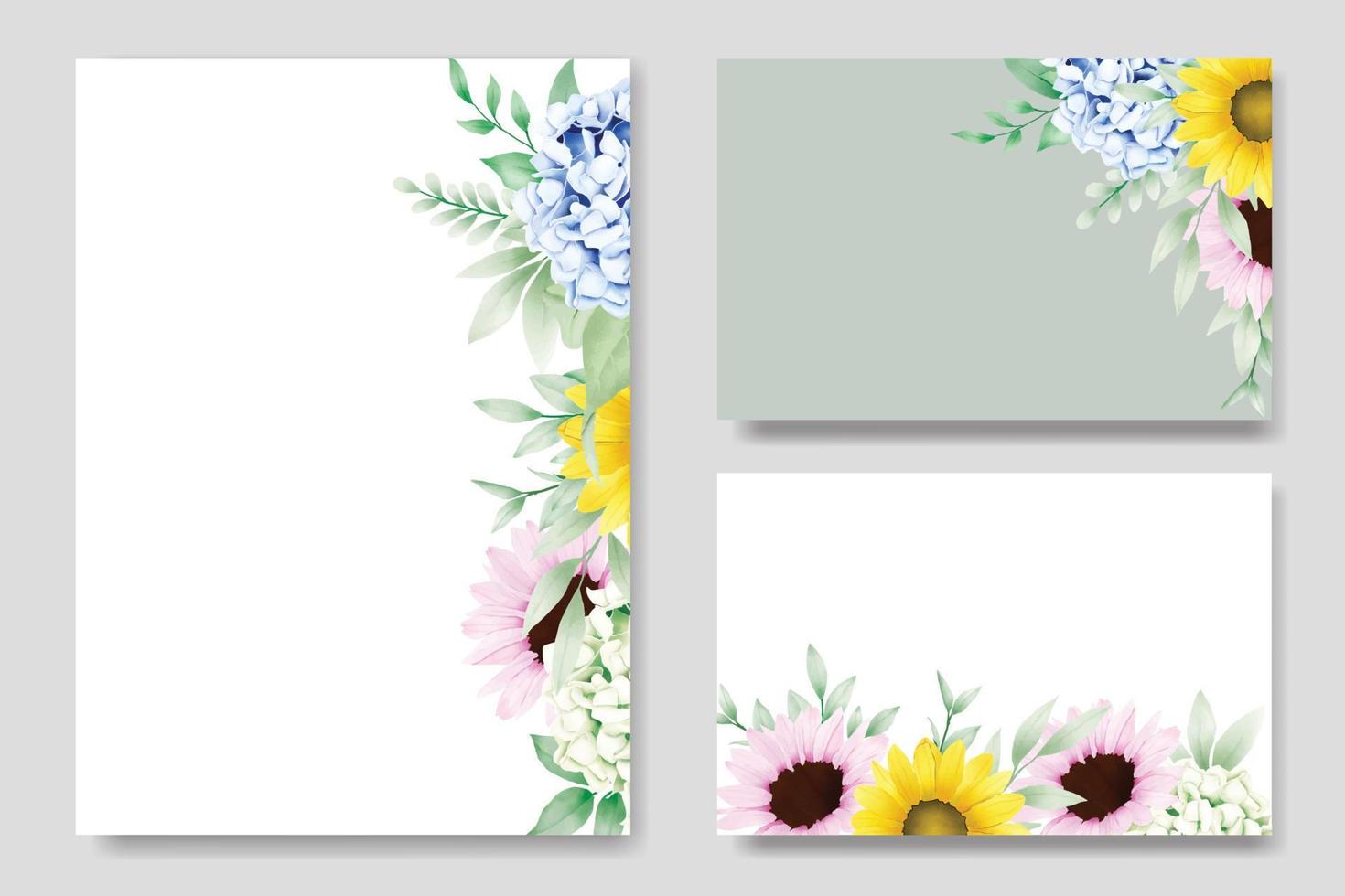 Beautiful Floral Hydrangea Wedding Card Template vector