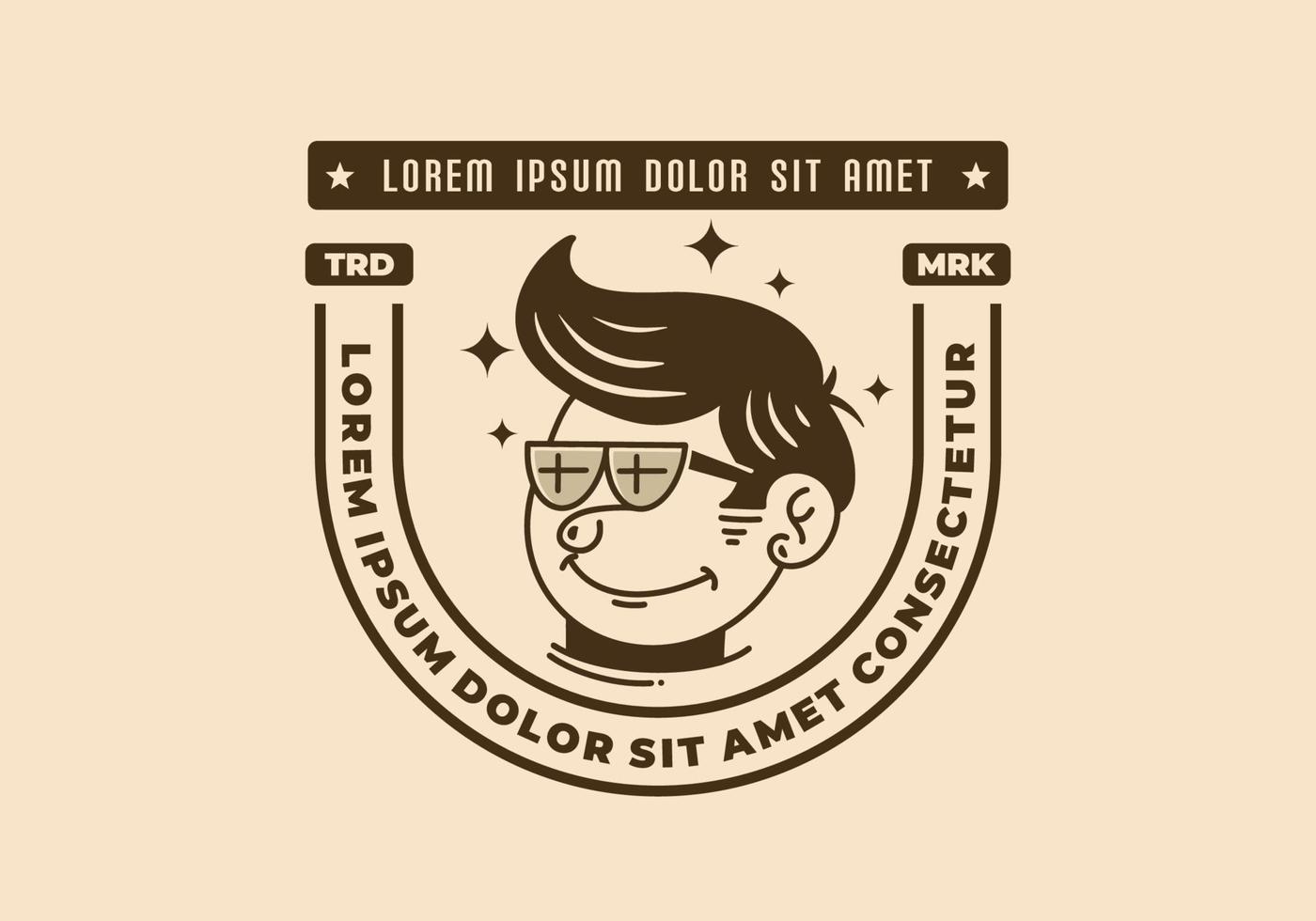 Illustration of a funny face man with retro hair wearing glasses vector