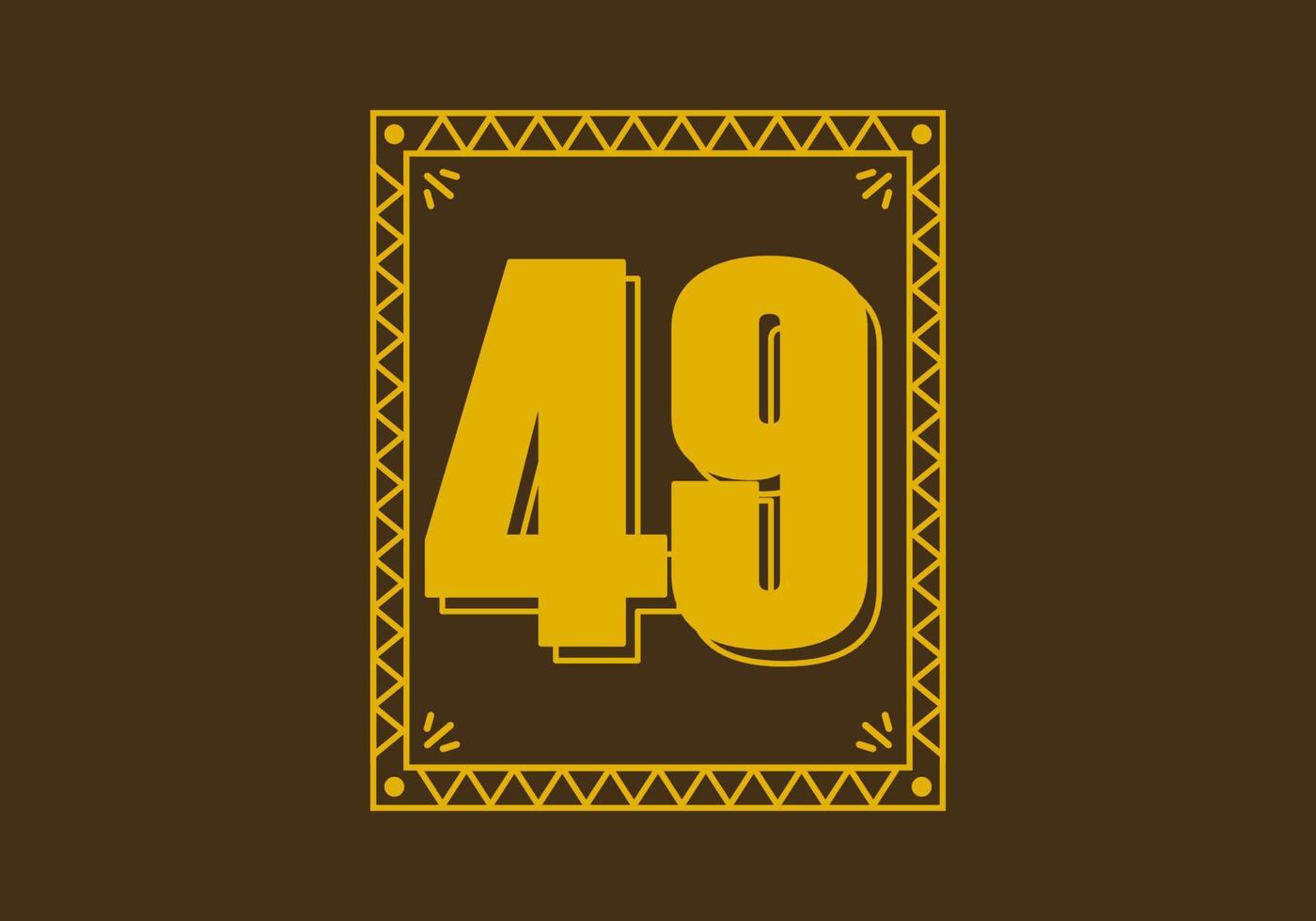 número 49 en marco de rectángulo retro vector