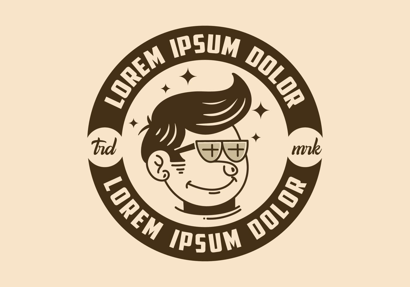 Illustration of a funny face man with retro hair wearing glasses vector