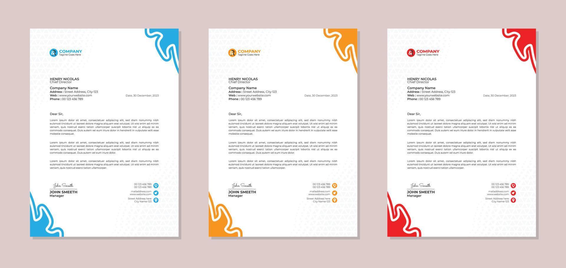 Professional corporate business letterhead design template vector