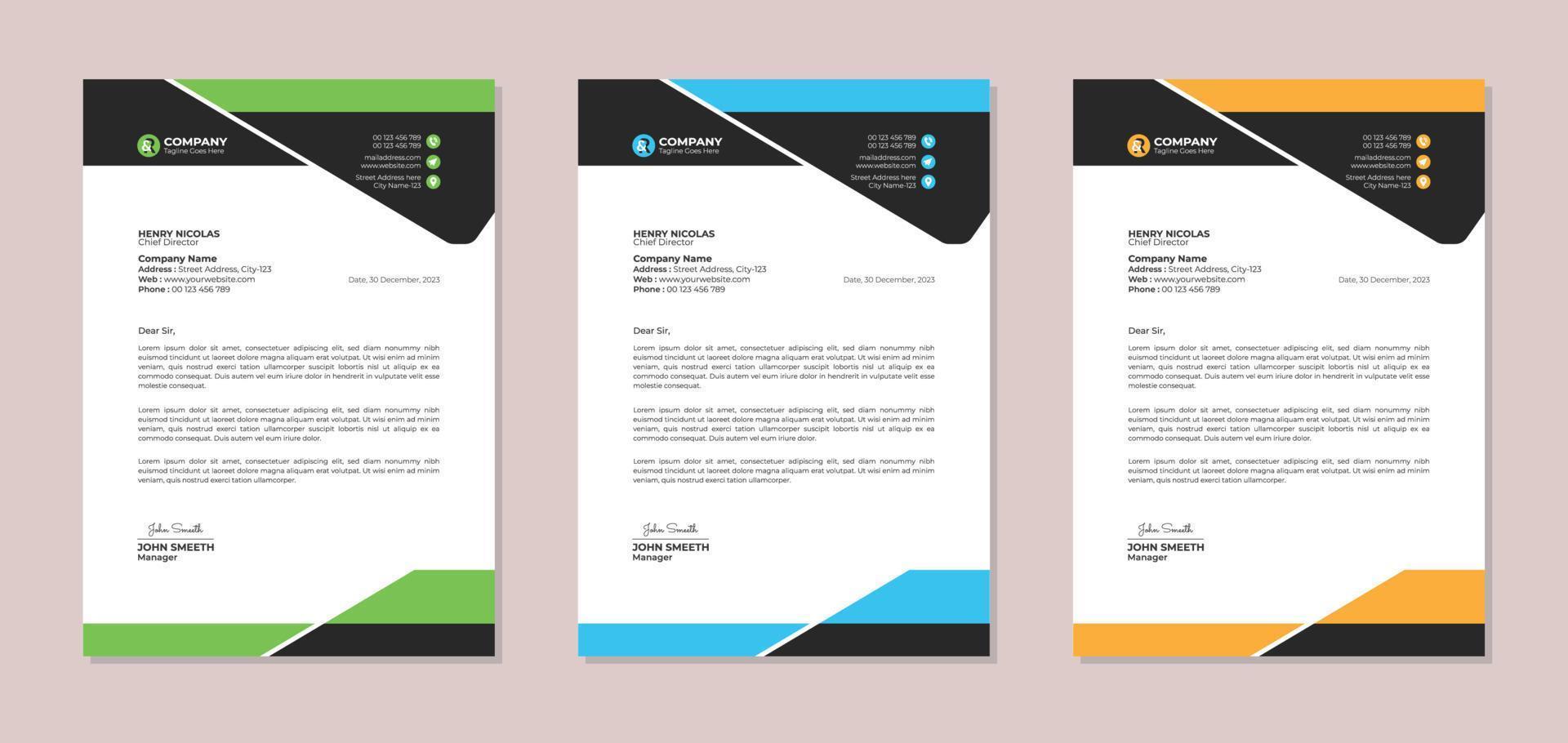 Professional corporate business letterhead design template vector