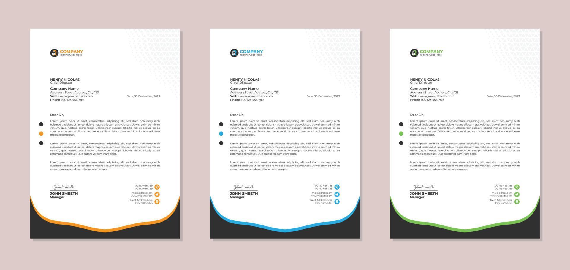 Professional corporate business letterhead design template vector