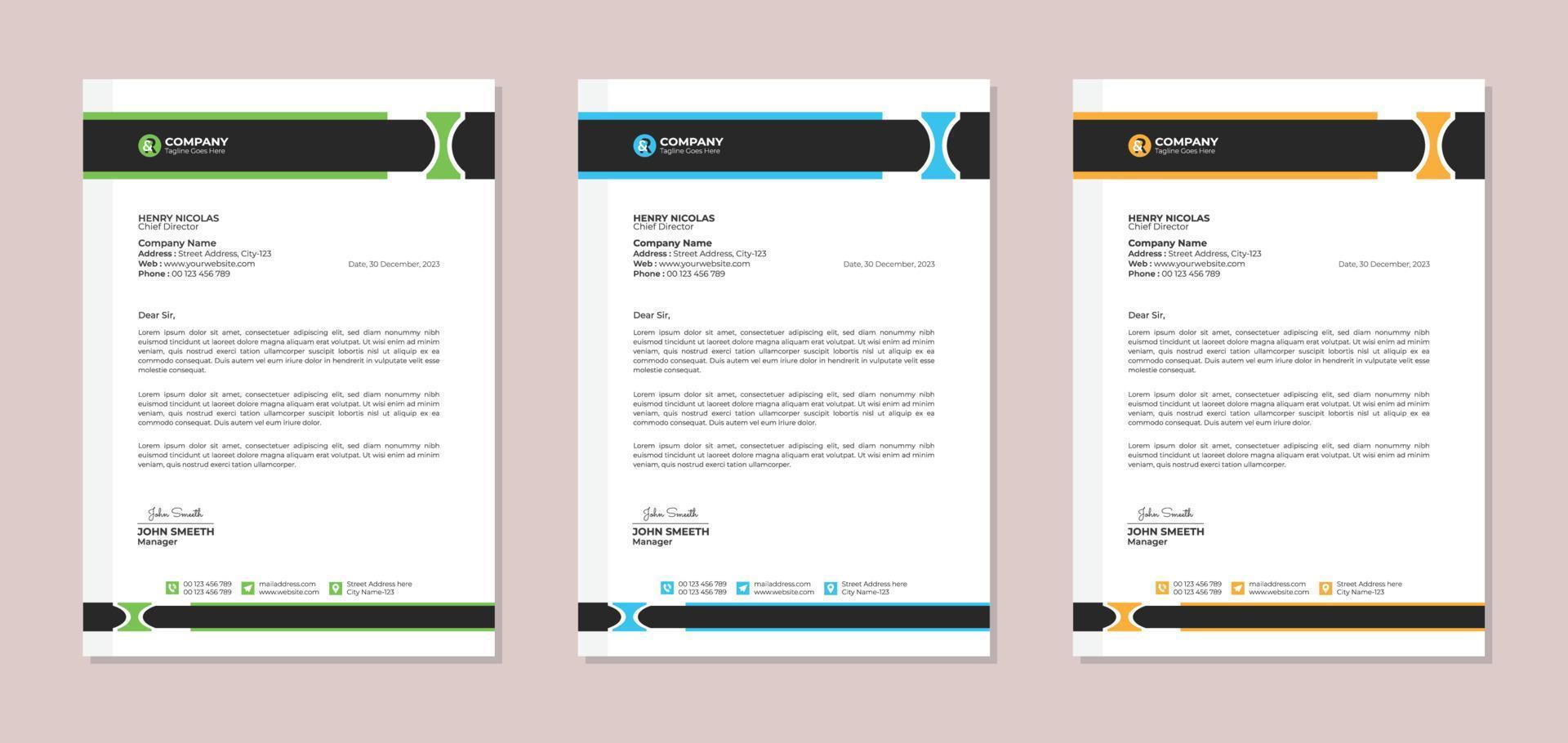 Professional corporate business letterhead design template vector