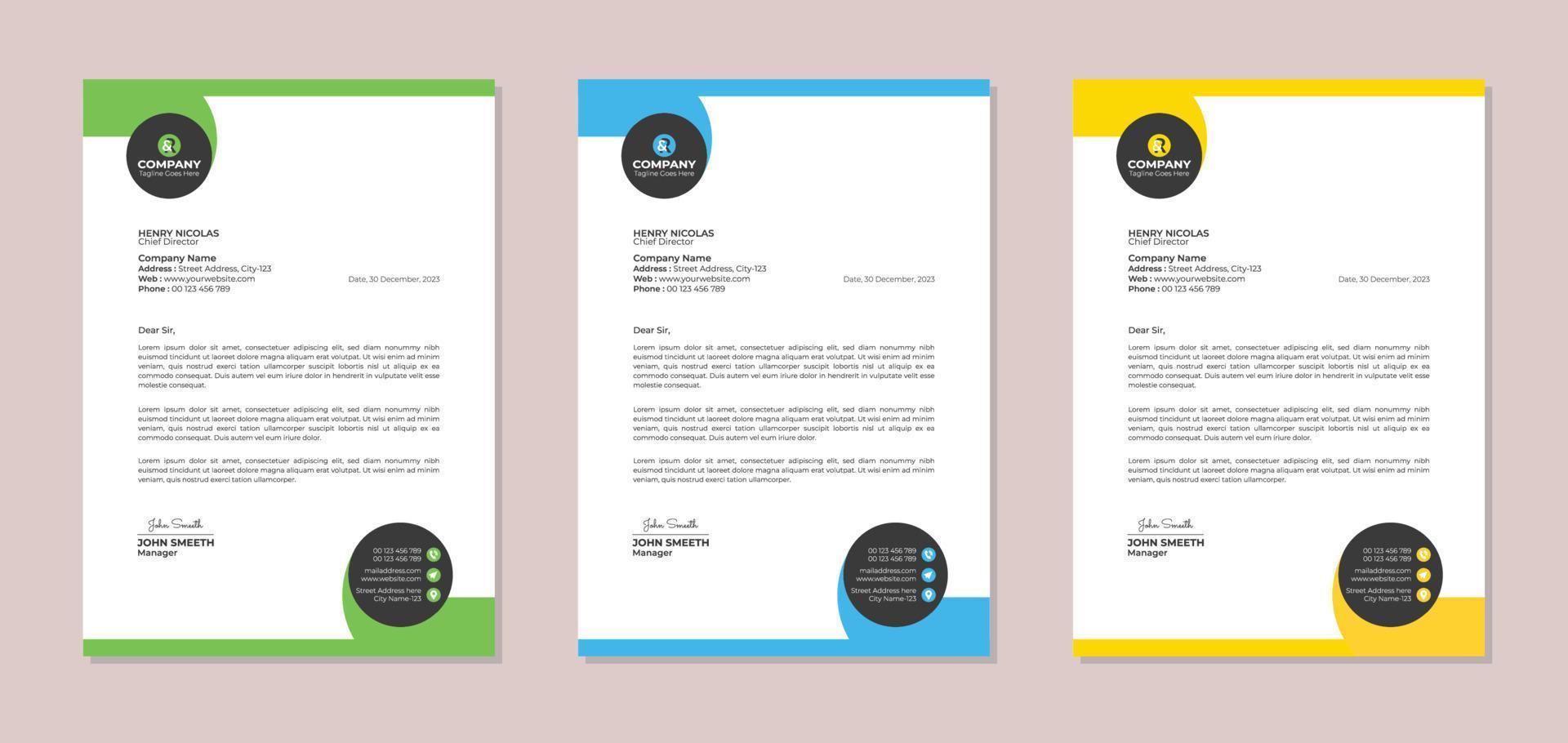 Professional corporate business letterhead design template vector