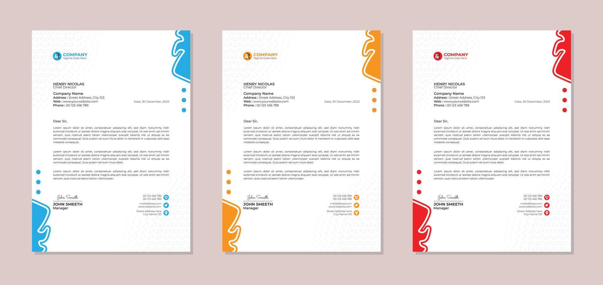 Professional corporate business letterhead design template vector