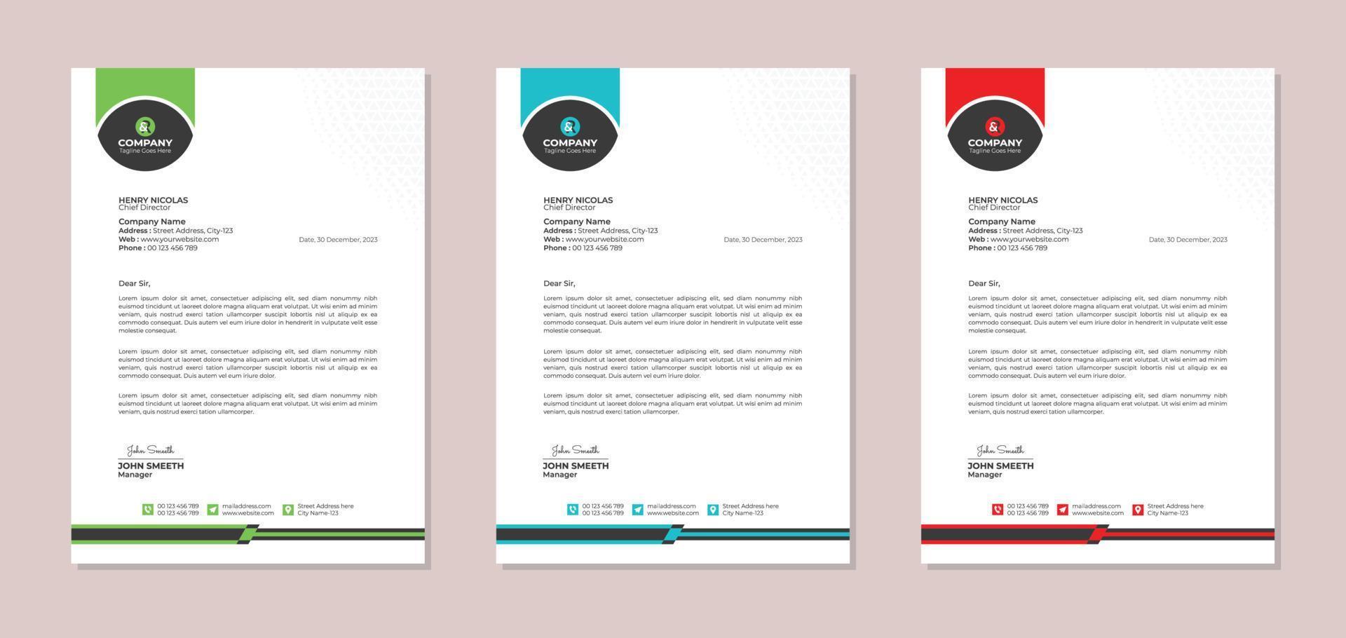 Professional corporate business letterhead design template vector