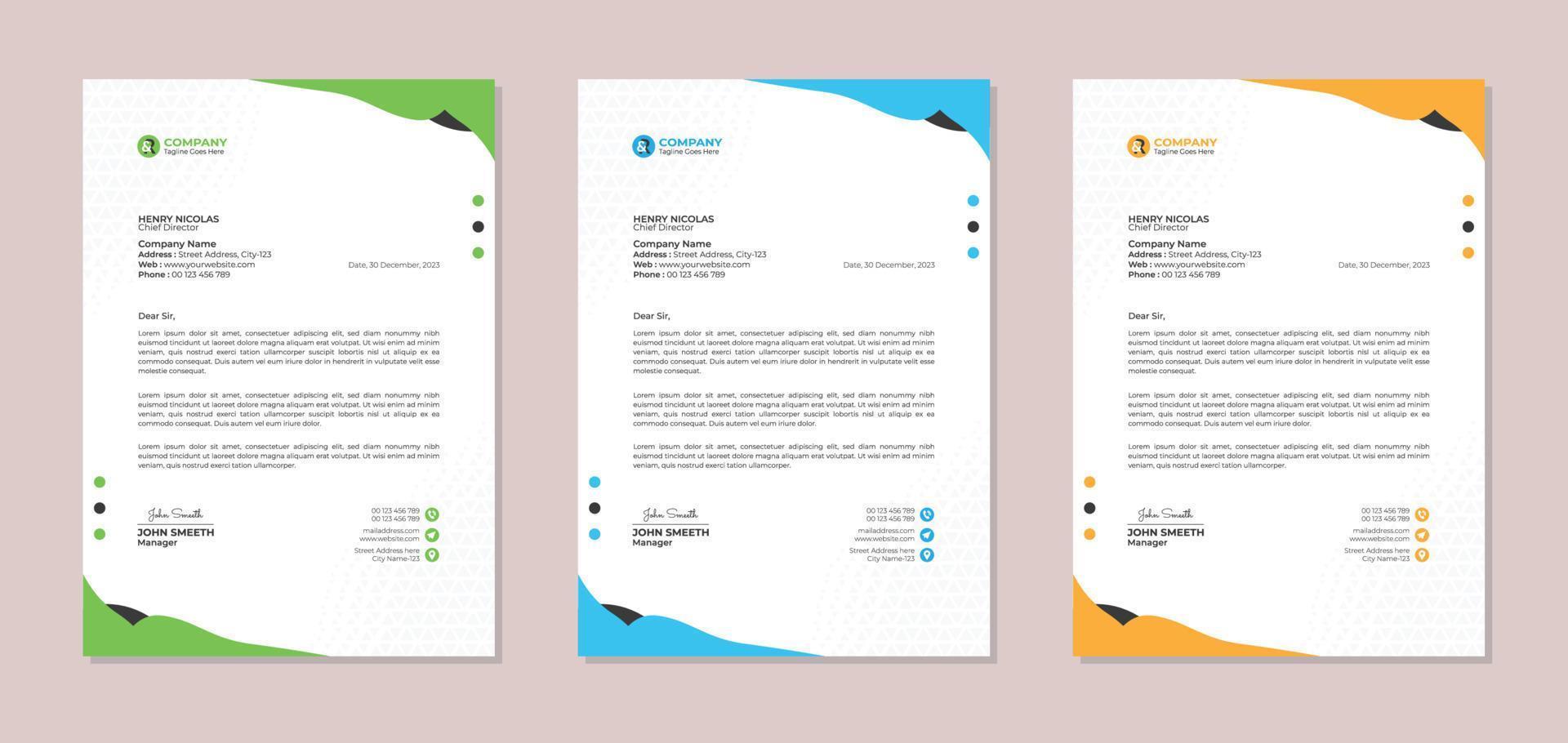 Professional corporate business letterhead design template vector