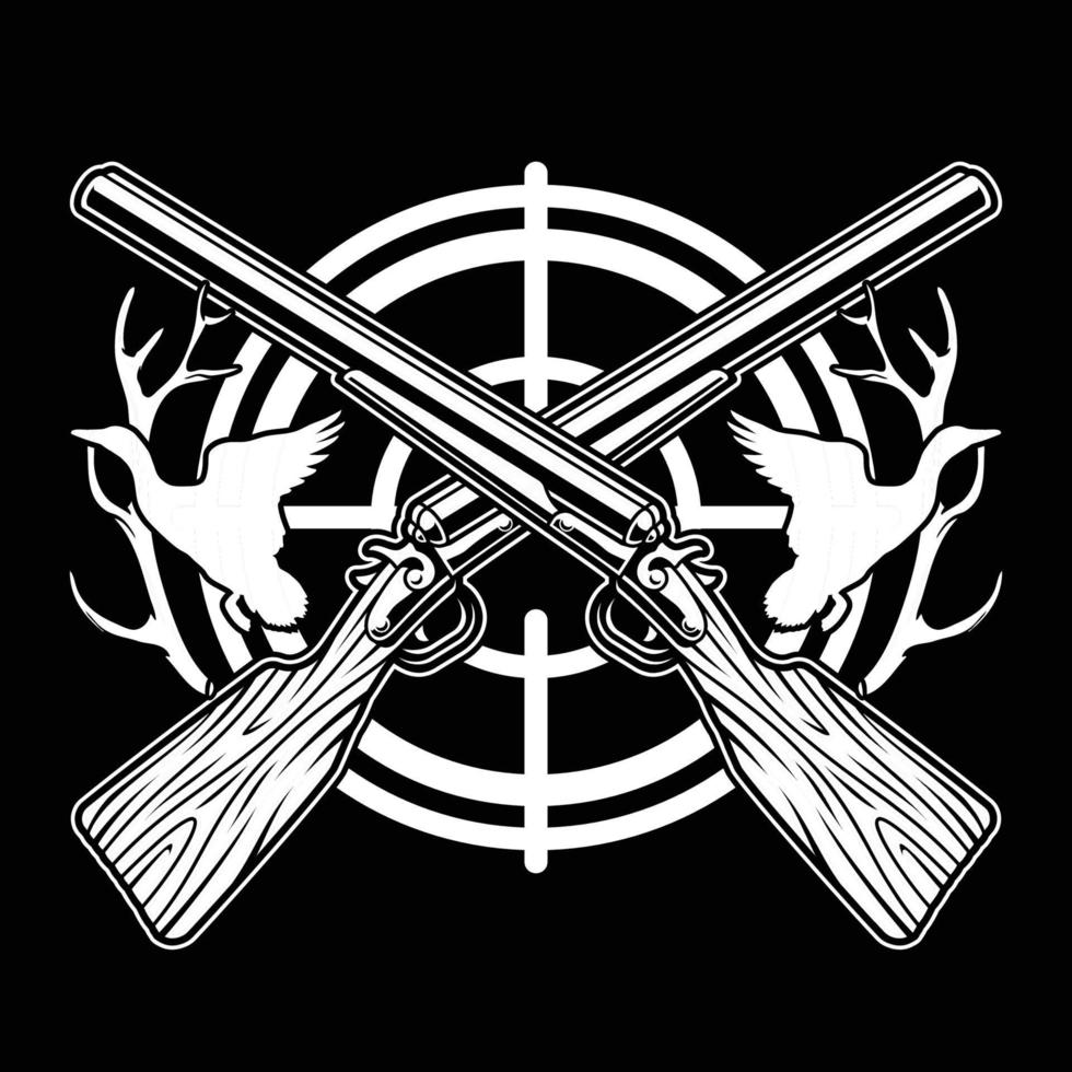 Gun Duck Shoot Horn Graphic Vector T-shirt Illustration POD Print