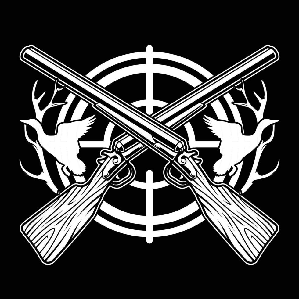 Gun Duck Shoot Horn Graphic Vector T-shirt Illustration POD Print