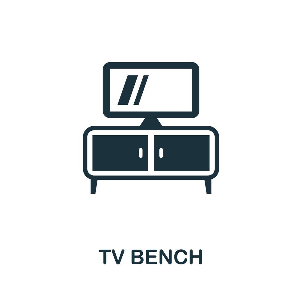 icono de banco de tv. ilustración simple de la colección de muebles. icono de banco de tv creativo para diseño web, plantillas, infografías vector