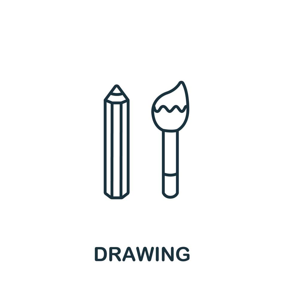 icono de dibujo de la colección de pasatiempos. símbolo de dibujo de elemento de línea simple para plantillas, diseño web e infografía vector