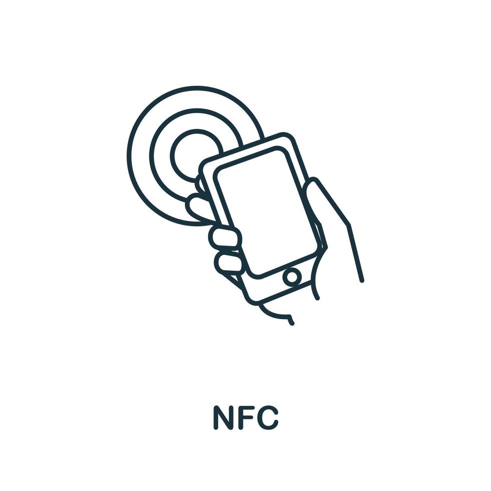 icono nfc de la colección iot. icono de línea simple nfc para plantillas, diseño web e infografía vector