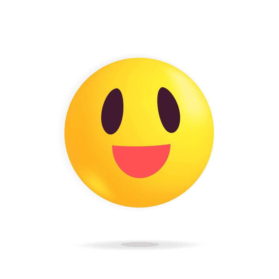 3d vector yellow happy smile round emoji icon design