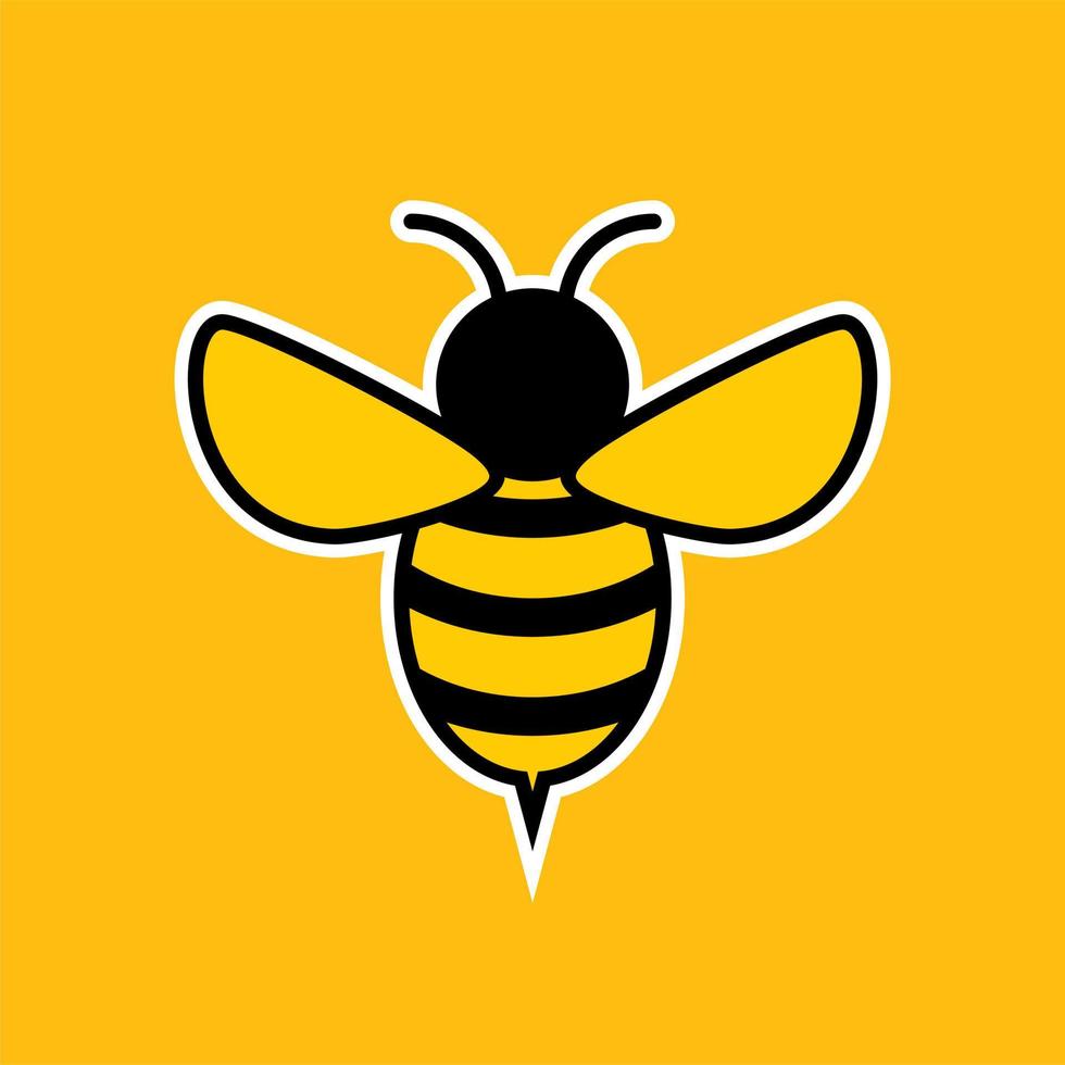 honey bee flat design vector illustration. bee icon. bumblebee logo