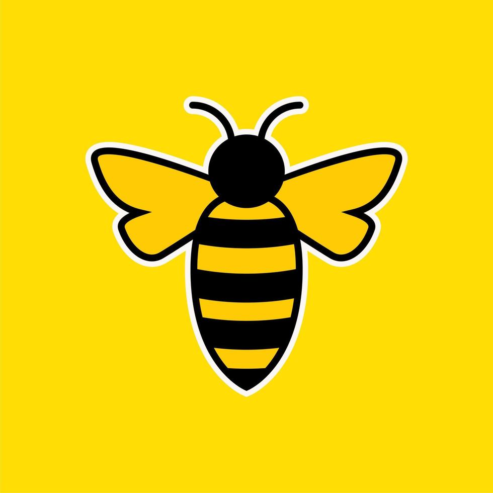 Ilustración de vector de diseño plano de abeja de miel. icono de abeja. logotipo de abejorro