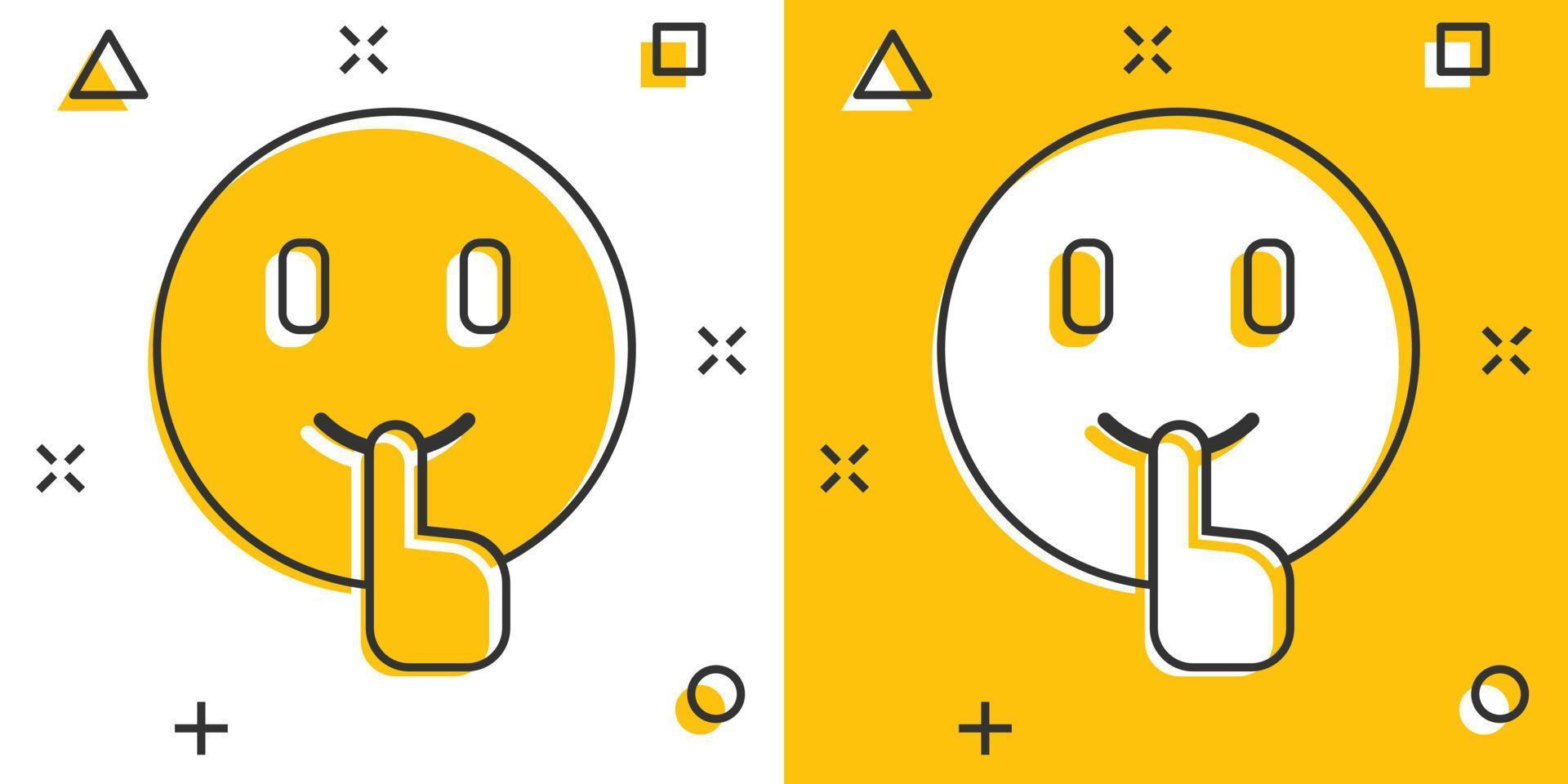 Quiet icon in comic style. Silence cartoon vector illustration on isolated background. Hush splash effect sign business concept.