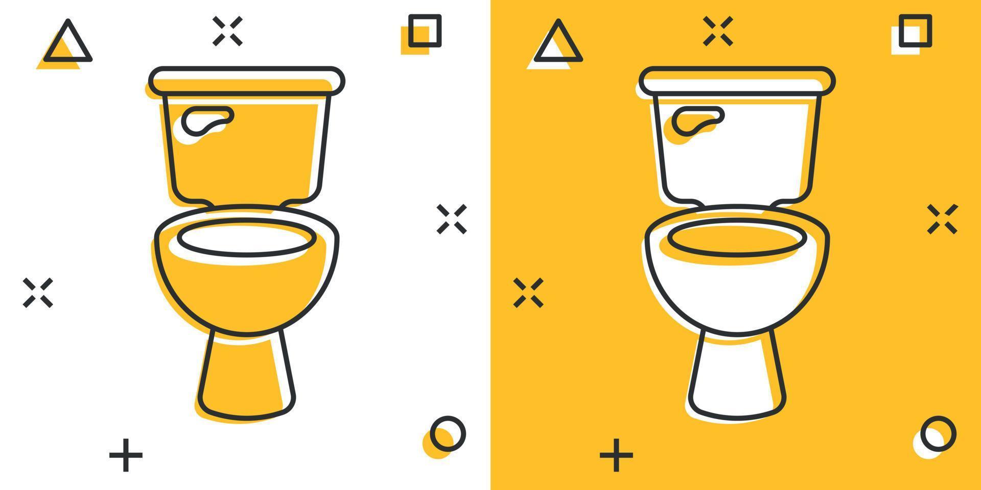 Toilet bowl icon in comic style. Hygiene cartoon vector illustration on isolated background. WC restroom splash effect sign business concept.