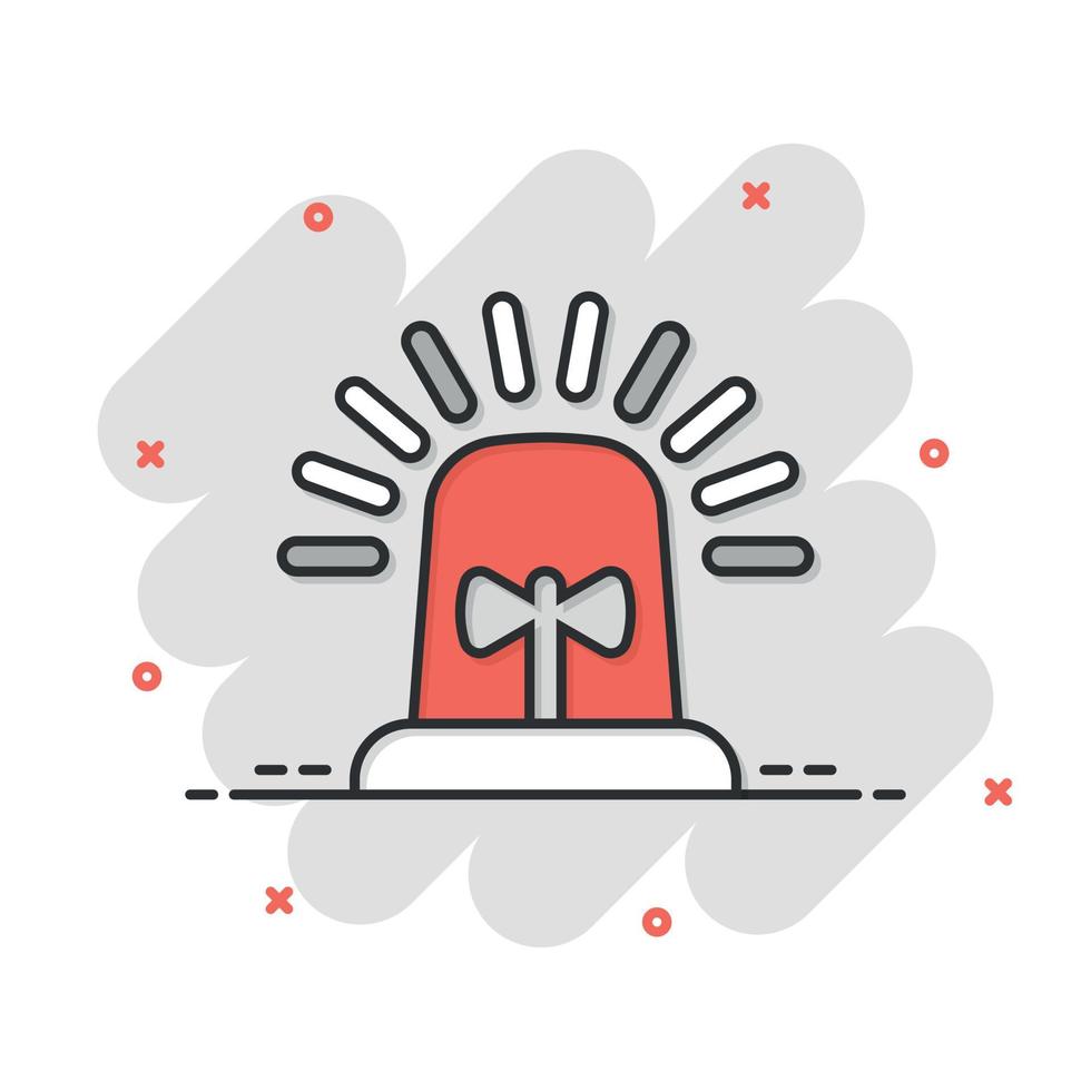 Emergency alarm icon in comic style. Alert lamp cartoon vector illustration on isolated background. Police urgency splash effect sign business concept.