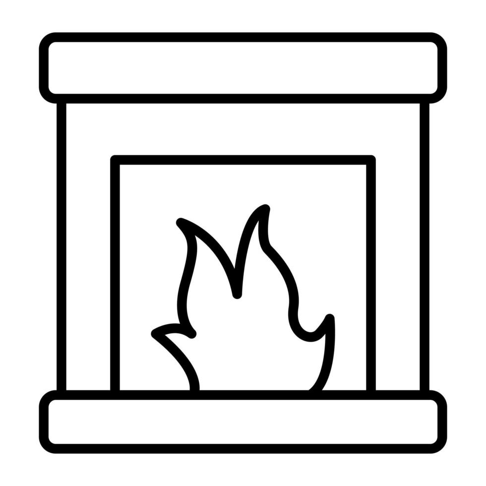 fireplace glyph icon isolated on white background vector