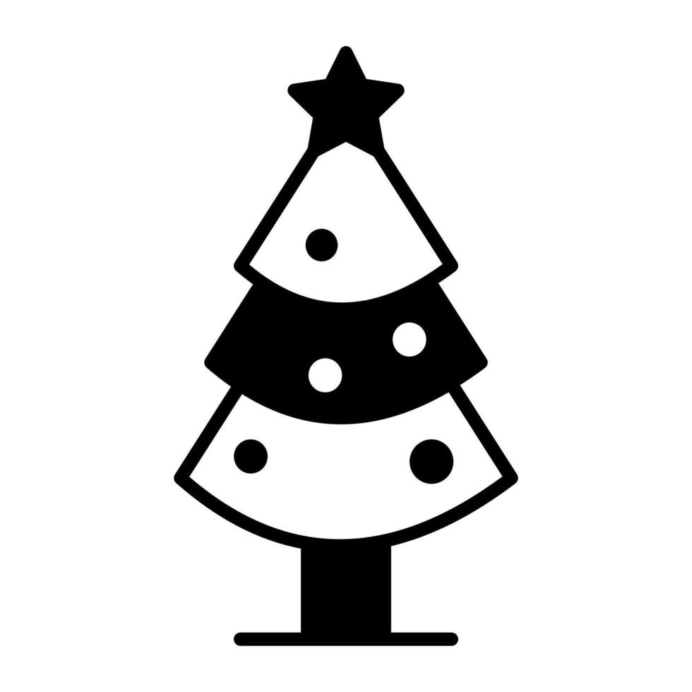 Christmas tree vector solid icon isolated on white background